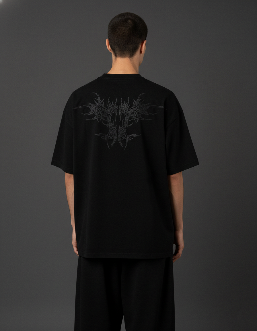 Crimson Black Boxy Oversized Tshirt