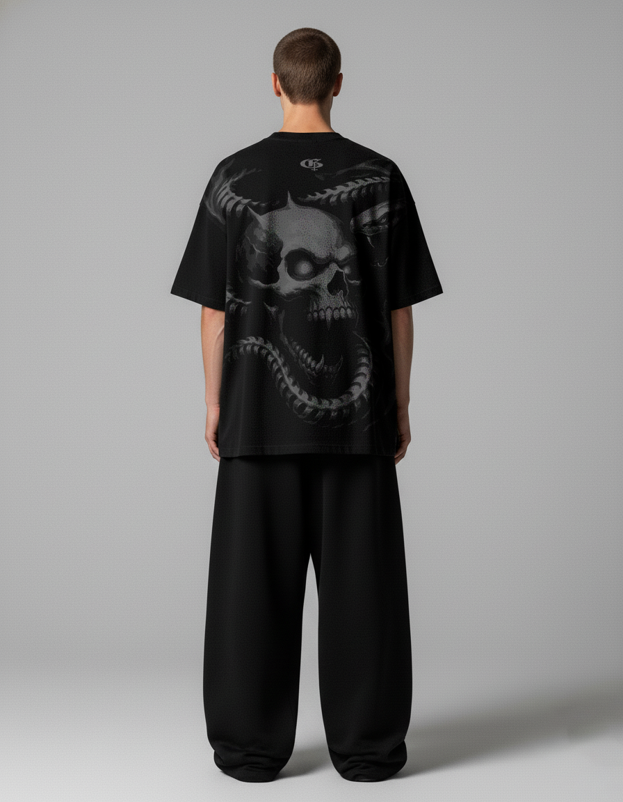 Black Punisher Boxy Oversized Tshirt
