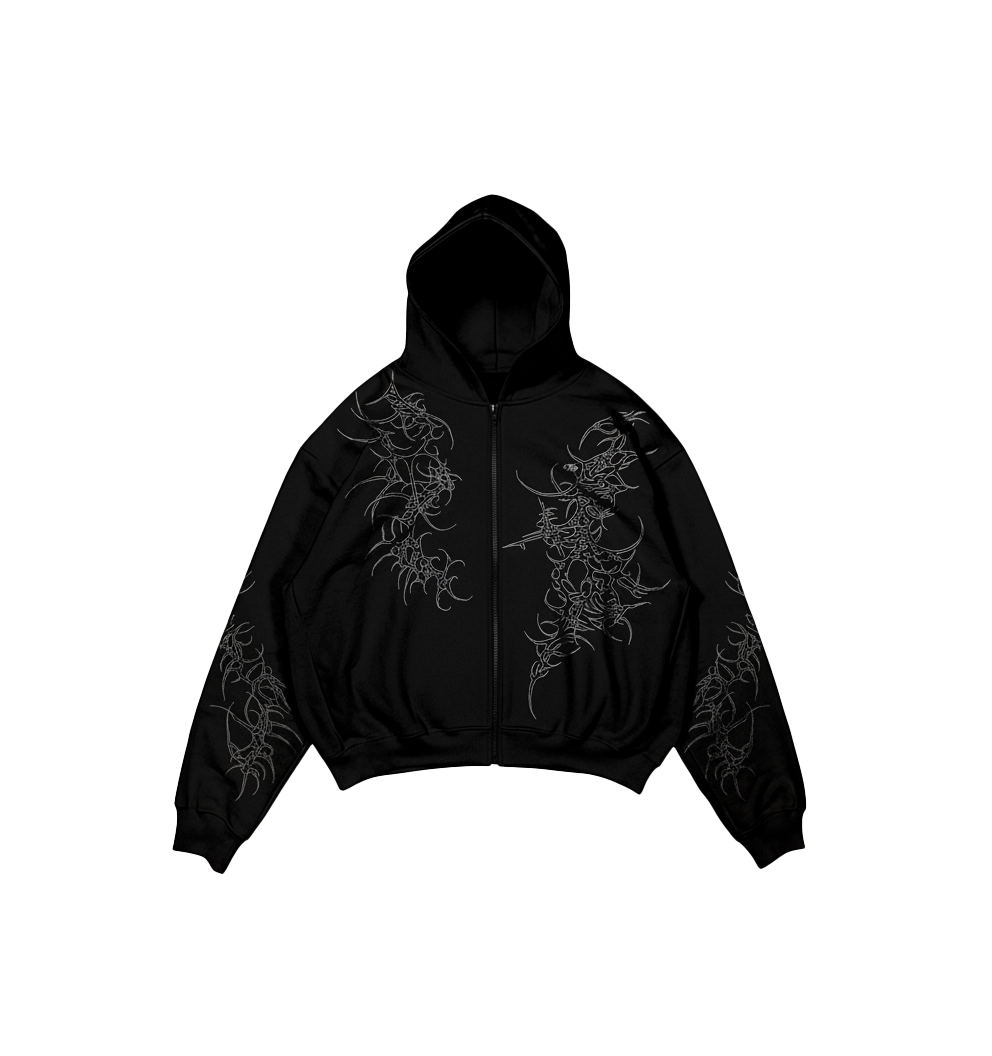 Reaven Black Unisex Zipper Hoodie