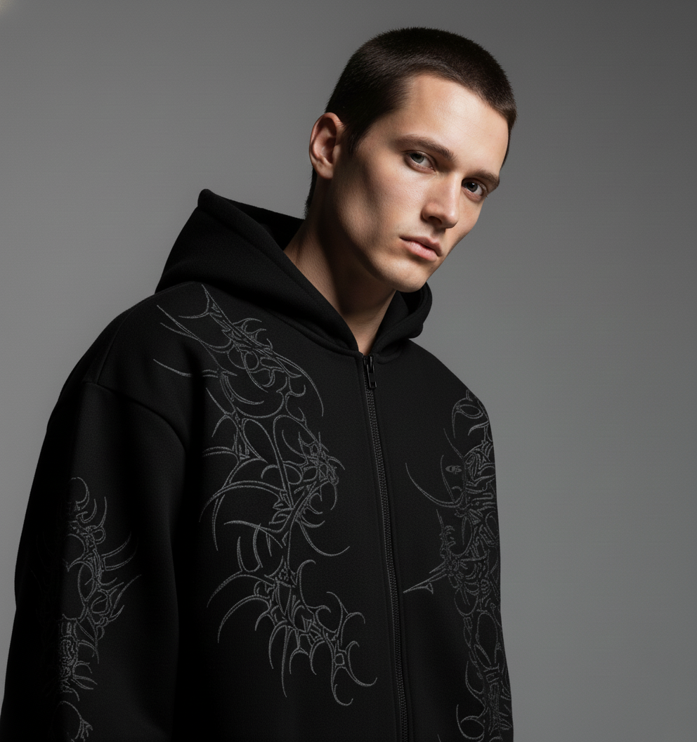 Reaven Black Unisex Zipper Hoodie