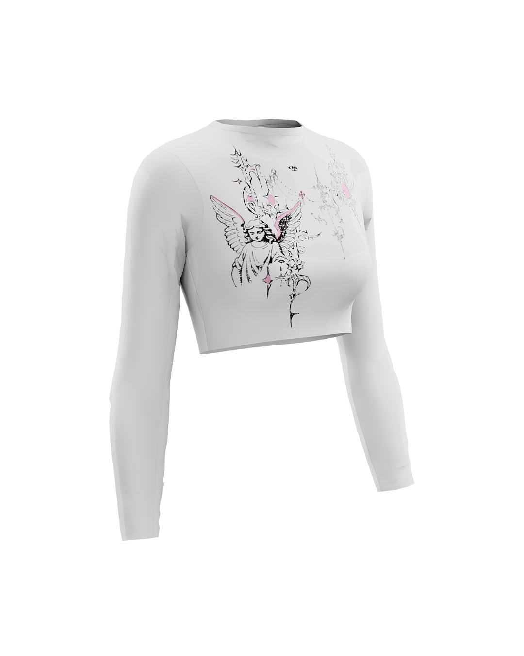 Rosé White Long Sleeve Baby Tee