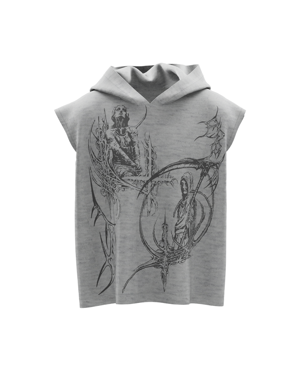 War Grey Boxy Sleeveless Hoodie