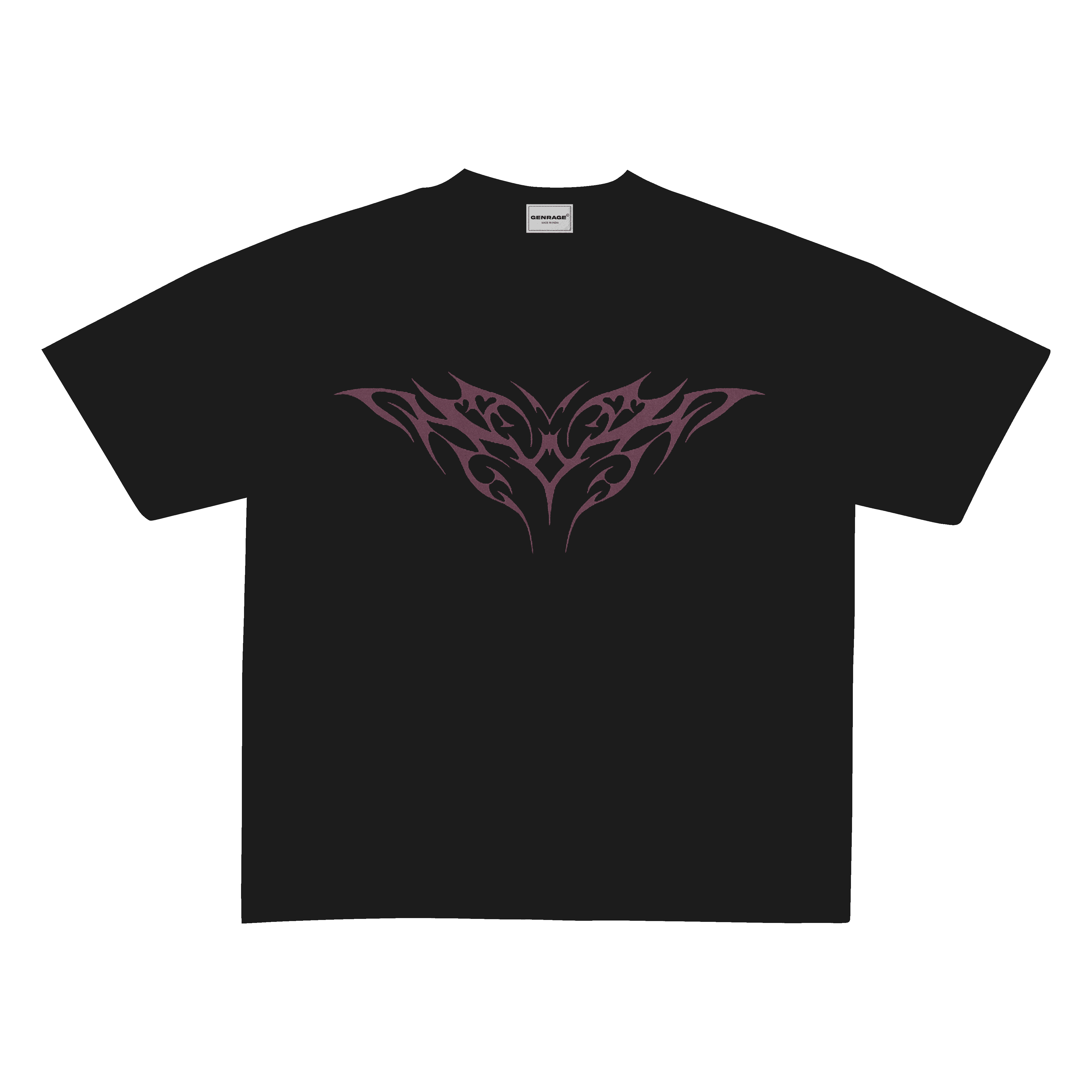 Grunge Magenta Unisex Black Oversized Tshirt