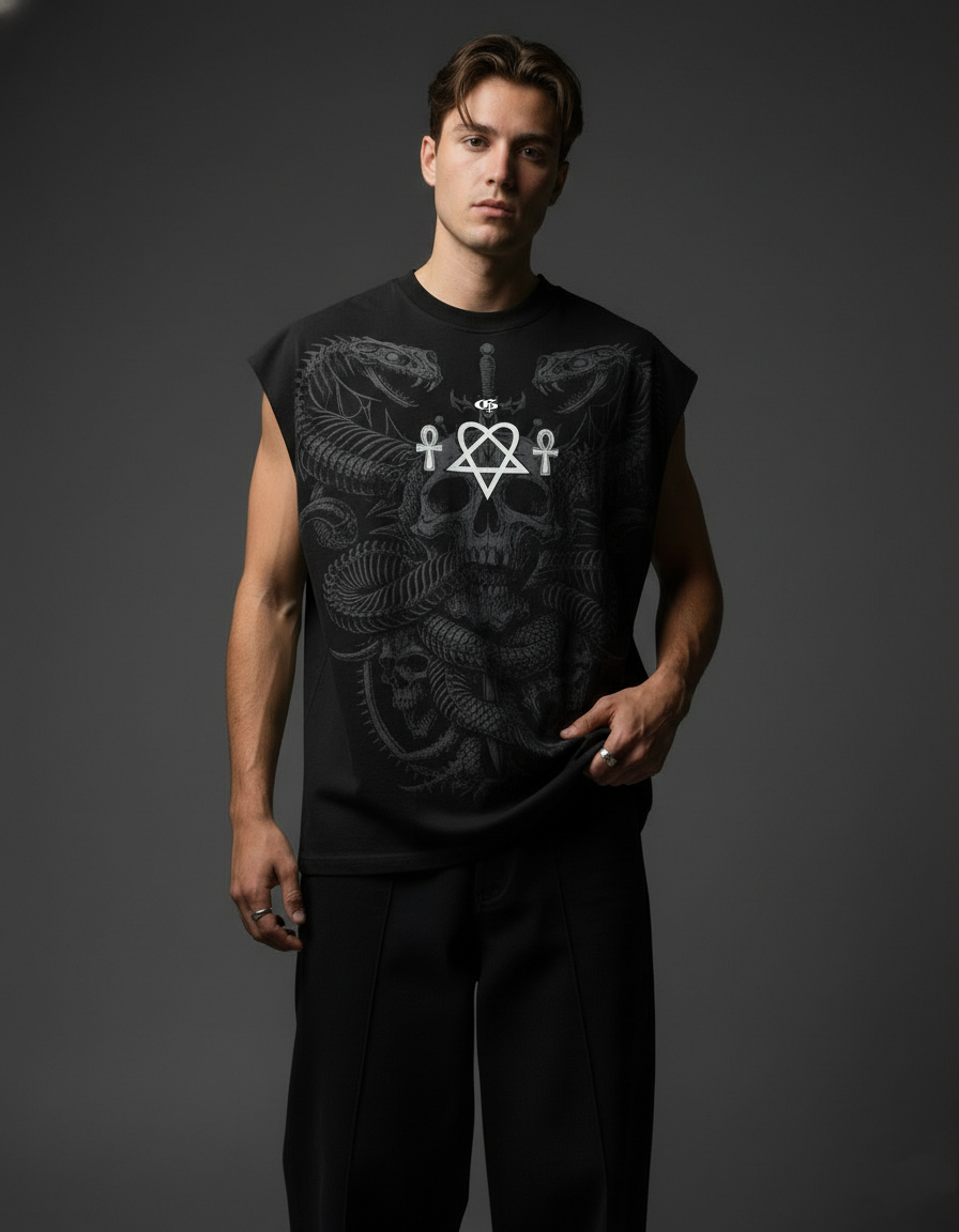 Slither Black Boxy Unisex Vest