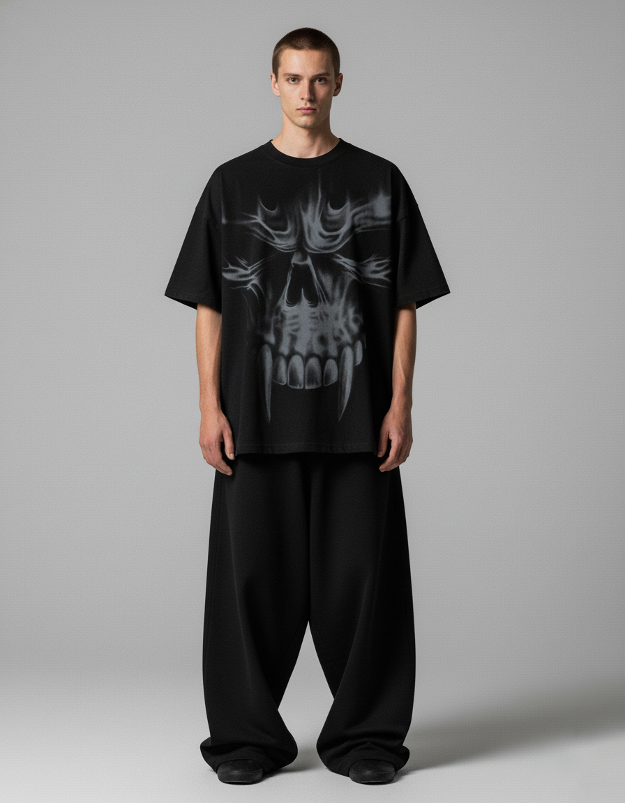 Black Punisher Boxy Oversized Tshirt