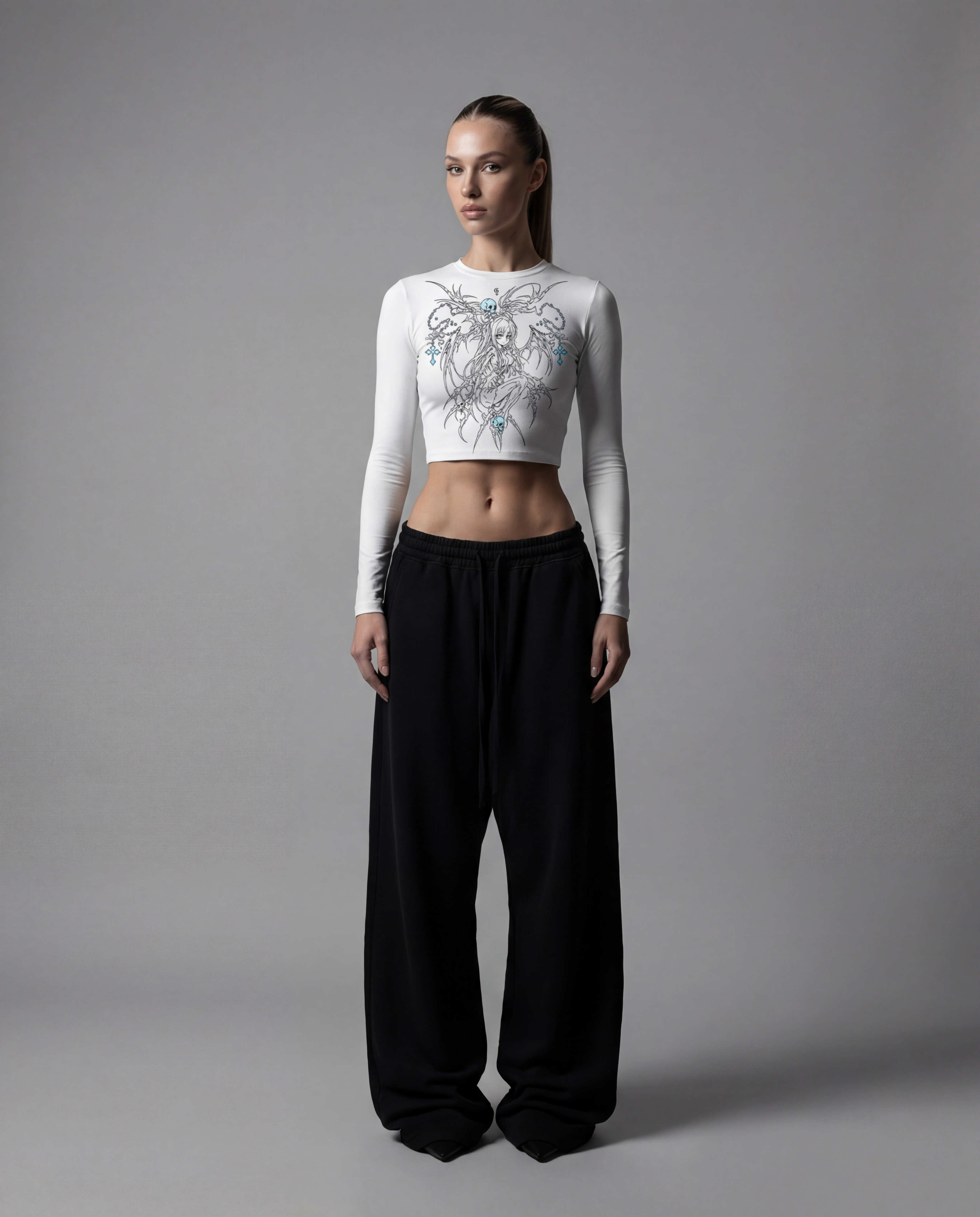 Haze White Long Sleeve Baby Tee