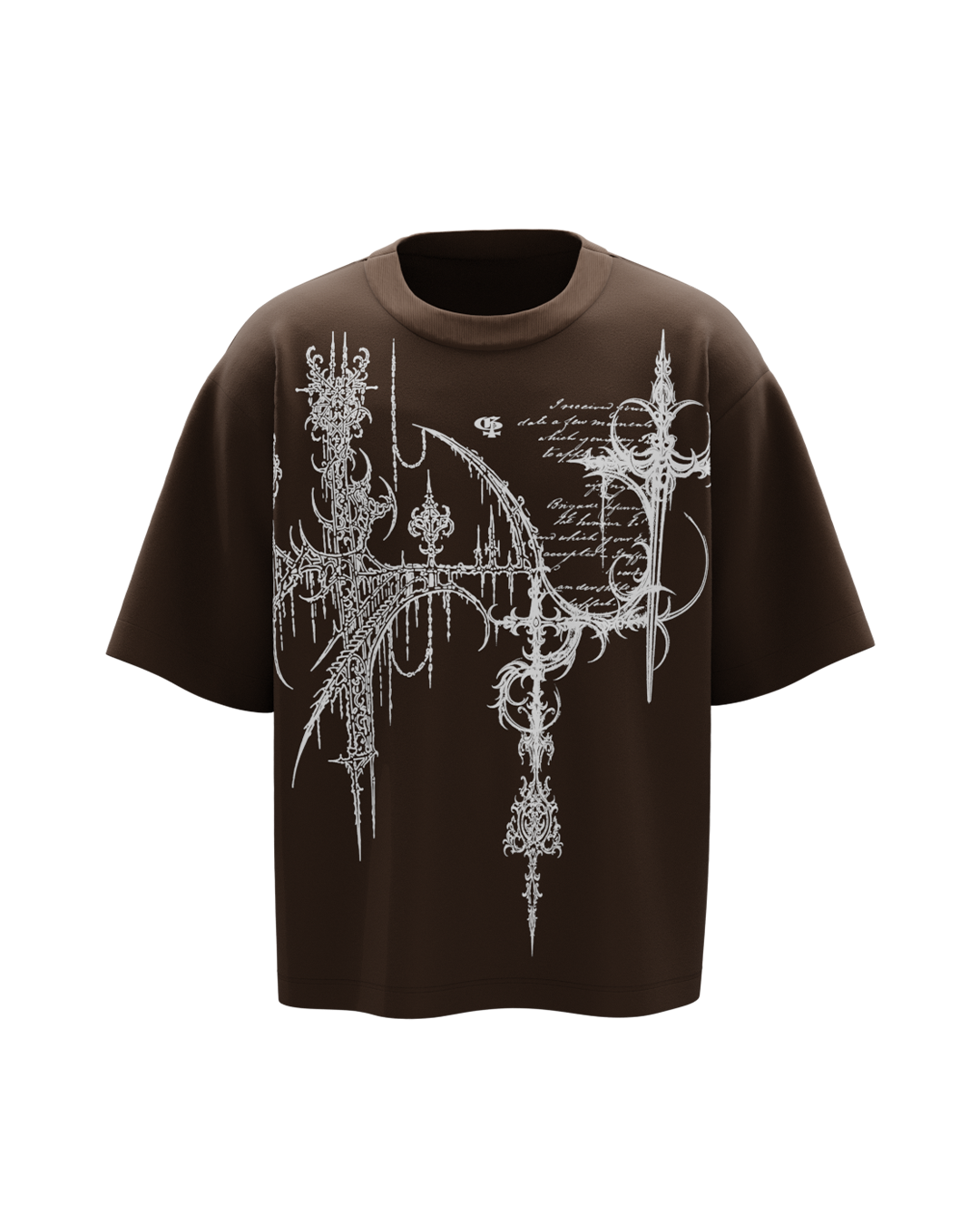 Ivory Dark Brown Boxy Oversized Tshirt