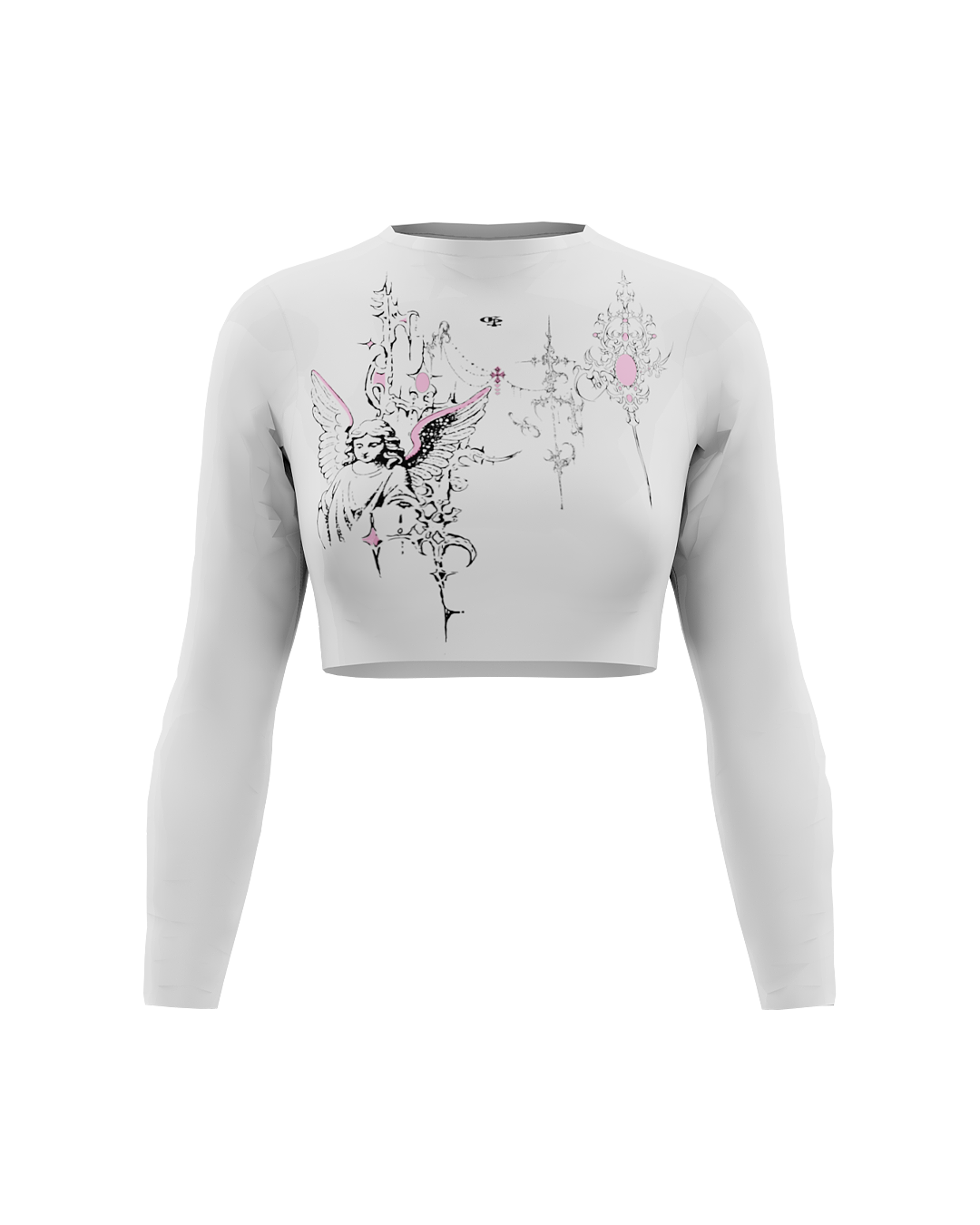 Rosé White Long Sleeve Baby Tee