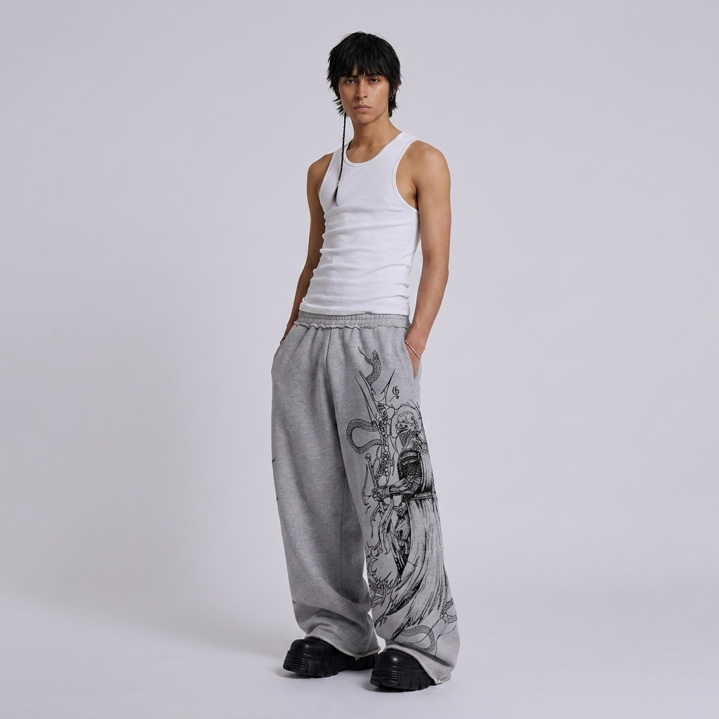 Pain Grey Unisex Straight Fit Baggy Pants