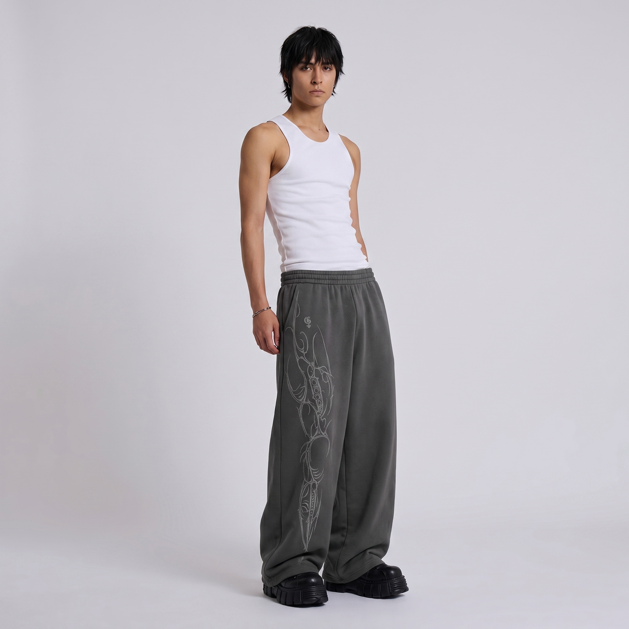 Strix Dark Grey Unisex Straight Fit Baggy Pants